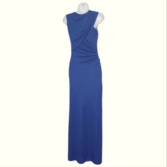 Stunning BCBG MAXAZRIA Simone Shoulder Drape Cut Out Gown XS Orient Blue - Picture 9 of 15